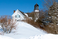 Cape Elizabeth Lighthouse Covered in Snow From Winter Storm
